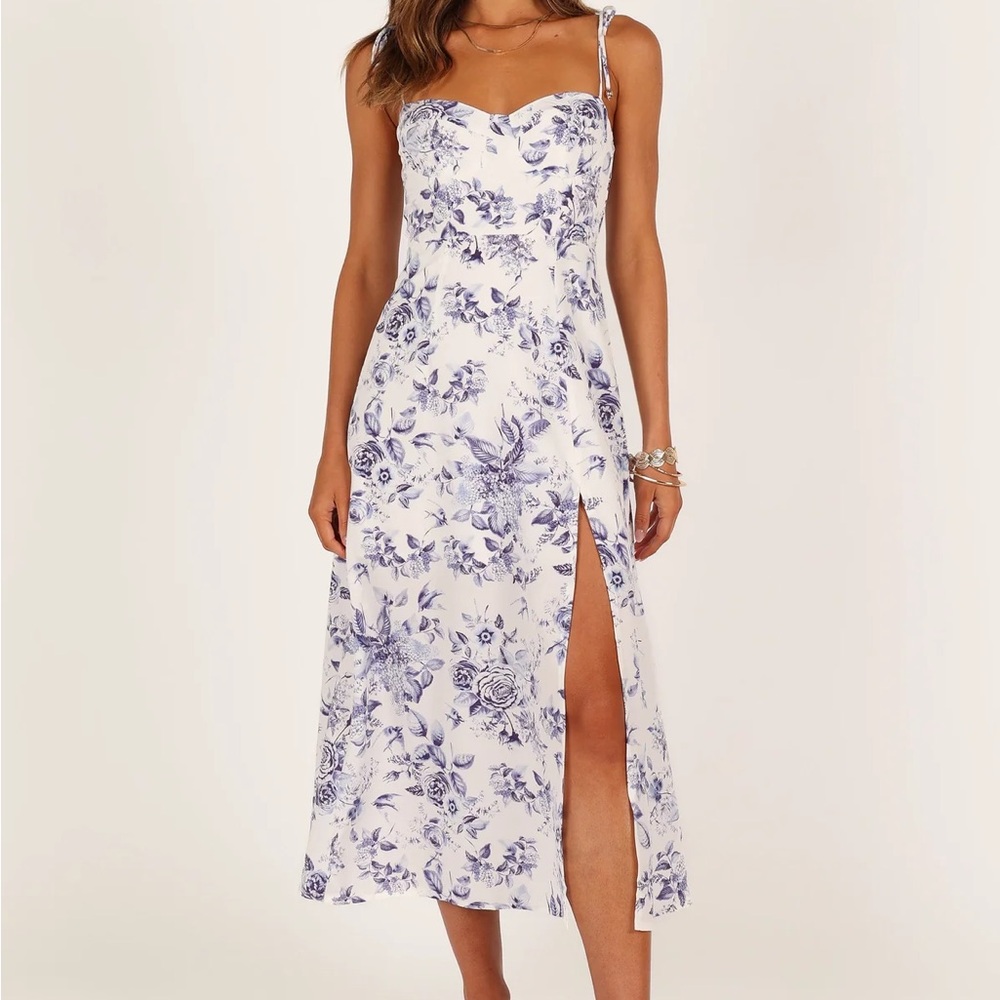 Petal & Pup White and Purple Floral Midi Dress